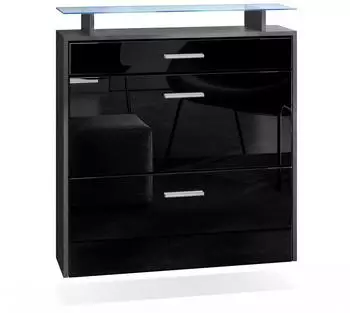 Vladon Malea Schuhschrank h&auml;ngend, anthrazit matt/schwarz hochglanz, LED, 89x96x23cm (50026226)