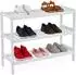 Relaxdays Schuhregal 3 Ebenen, Bambus, weiß, 55x70x26cm (10051957_8062)