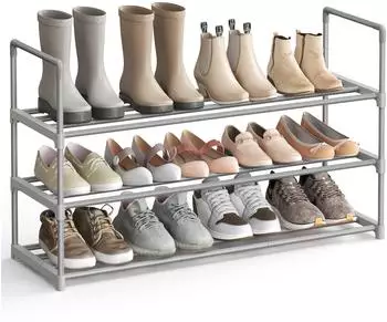 Songmics Schuhregal 3 Ebenen, stapelbar, Metall, grau (LSA303G01)