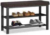 Schuhbank, Gem&uuml;tliches Sitzpolster Mit Stoffbezug, Offen, 2 Ebenen F&uuml;r Schuhe,
