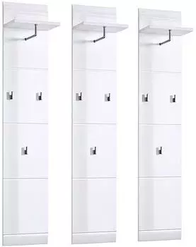 Lomado DANARO-01 Garderobenpaneel-Set 3-teilig, hochglanz weiß, 130x153x23cm (331-AND16-27)