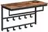 LuxusKollektion Wandgarderobe mit Ablage und 10 Haken, Industriestil, dunkelbraun/schwarz, 60x30cm