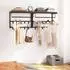 LuxusKollektion Wandgarderobe mit Ablage und 10 Haken, Industriestil, dunkelbraun/schwarz, 60x30cm