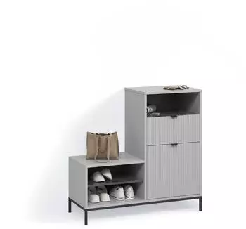 Livinity Aterno Schuhschrank grau, 3 Fächer, 100x98,5x40cm (800001721612)