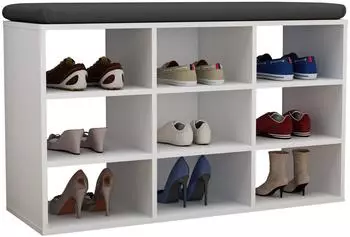 VCM Hinsol XS Schuhregal 9 F&auml;cher, wei&szlig;, 80x30x50cm