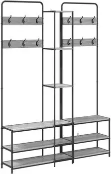 vidaXL Garderobenständer mit Schuhbank Sonoma-Grau 143x30x199,5cm (8012047)