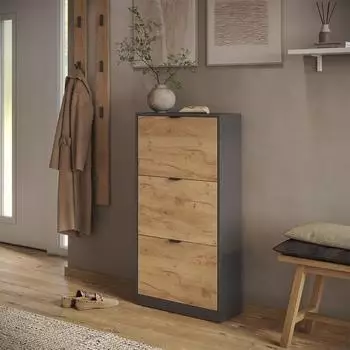 VICCO Gizmo Schuhkipper 3 F&auml;cher, Goldkraft Eiche/Anthrazit, 59x112cm (59628)