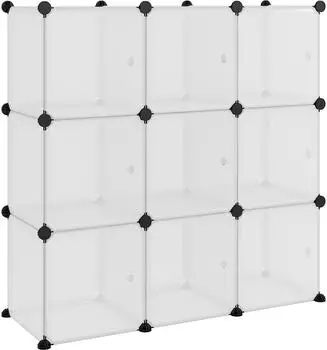 vidaXL Aufbewahrungsw&uuml;rfel-Organizer 9 W&uuml;rfel mit T&uuml;ren, transparent, PP