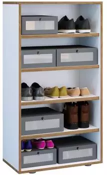 VCM Salia Schuhregal Holz, 5 Fächer, 110x60x33cm, weiß