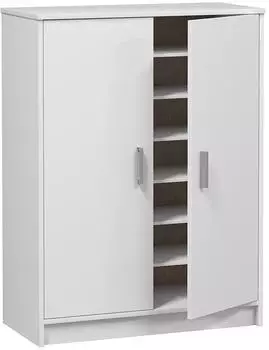 Dmora BASIC Schuhschrank 2 T&uuml;ren, 6 Einlegeb&ouml;den, wei&szlig;, 75x36x101cm
