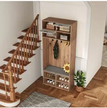 Stilvora Garderoben-Set mit Sitzbank, 2 T&uuml;ren, 5 Haken, wei&szlig;/natur, 80x185x35cm (800001826571)