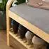Lumaland Schuhregal aus Bambus mit Sitzbank, 1 Ebene, 90x50x30cm, grau