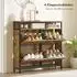 HomCom Schuhschrank mit 4 Klappen, schmal, verstellbarer Trennwand, rustikal braun (837-599V90RB)