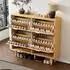 Stilvora Schuhschrank mit 4 Klappschubladen, Rattan, Eiche, 100×25×90cm (QTEV7MLY0BL)