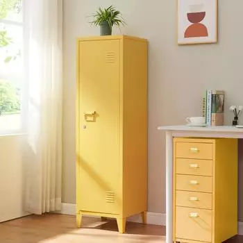 en.casa Kurikka Einzelspind, Stahl, gelb, 137x38x38cm (800001353980)