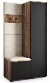 Masseno LORI Garderobenschrank 95x181x51cm Eiche Lefkas, 3 F&auml;cher (800001380143)