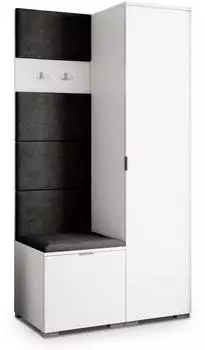 Masseno Lori Garderobenschrank wei&szlig;/schwarz, Holzwerkstoff, 95x181x51cm (800001380233)