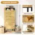 OKWISH Schuhschrank mit 3 Klapptüren und offenen Fächern, MDF, natur, 63x24x147cm