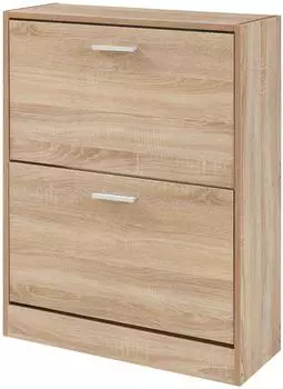 en.casa Sykkylven Schuhschrank 2 Klappen, Sonoma-Eiche, 63x81x24cm