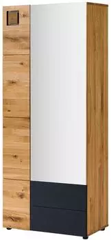 Massivmoebel24 KITZBÜHEL Garderobenschrank mit Spiegel, Wildeiche natur lackiert/geölt, 82x44x196cm (67-380-420-1036)
