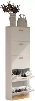 VCM Halom XL Schuhschrank 5 Klappen, wei&szlig;, 170x59x22cm