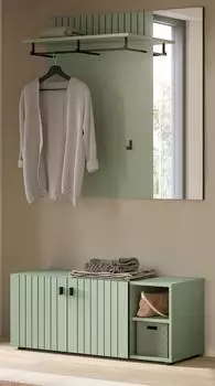 Inn.Furn Loreno Kompaktgarderobe mit Bank, Spiegel & Paneel, gr&uuml;n (800001444068)
