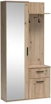 Masseno RAMO Garderobenschrank mit Spiegel, Eiche Artisan, 97x195x30cm (97/19530)