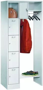 STIER Offene Garderobe Premium 5 Schlie&szlig;f&auml;cher, Zylinderschloss, RAL 7035 (906400)