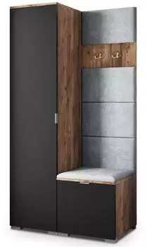 Masseno Lori Garderobenschrank 95x181x51cm, Eiche Lefkas, 3 F&auml;cher (800001380174)