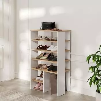 VICCO Marlon Schuhschrank wei&szlig;/Goldkraft Eiche, 5 F&auml;cher, 60x100cm (57834)