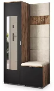 Masseno VIRA Garderobenschrank mit Spiegel, Eiche Lefkas, 95x181x51cm (800001380025)