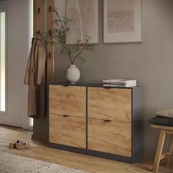 VICCO Gizmo Schuhkipper Goldkraft Eiche/Anthrazit 2x2 F&auml;cher (59809)