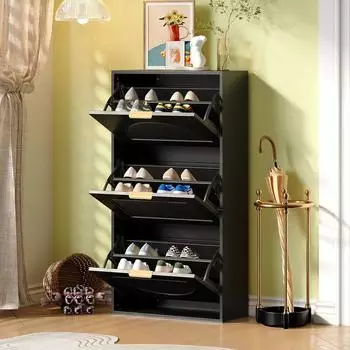 Stilvora Schuhkipper schmal 3 Klappen, MDF, 60&times;24&times;114cm (QTEK4EFELYCFQIF)