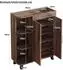 Stilvora Schuhschrank mit Doppeltüren und offenen Fächern, Holzoptik, 80x99x32cm