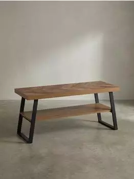 KADIMA DESIGN Schuhbank Eiche-Dekor Fischgrät-Muster 100x41x40cm
