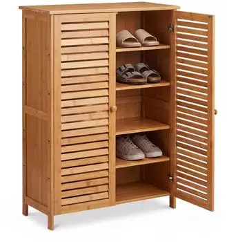 Relaxdays Schuhschrank Bambus, 5 F&auml;cher, 87,5x66x33cm (10053687_0)