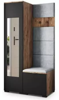 Masseno Vira Garderobenschrank mit Spiegel, Eiche Lefkas, 95x181x51cm (800001380151)