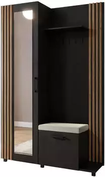Masseno ARMADIO Garderobenschrank schwarz, 137x207x42cm (800001380142)