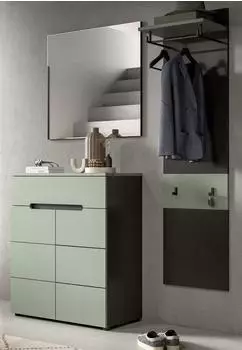 Inn.Furn Cooper Garderoben-Set 3-teilig, salbeigr&uuml;n/dunkelgrau, 140x190x37cm (800001516074)