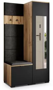 Masseno Vira Garderobenschrank 95x181x51cm Eiche Wotan/schwarz (800001380078)