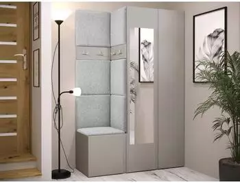 Mirjan24 Orion XXVI Garderoben-Set mit Polsterpaneel, Schrank, Sitzbank, 116x186x46cm (800001367126)