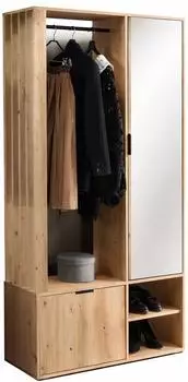 Masseno GRATA Garderobenschrank mit Spiegel, Eiche Artisan, 100x189,4x33cm (800001534058)