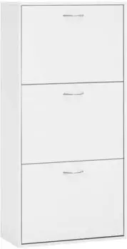 Woltu Schuhschrank 3 Klappen, 14-18 Paar, 58x23x118cm, wei&szlig; (W0ITT6038)