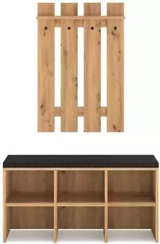 Feldmann-Wohnen Renes Flurgarderobe Eiche Artisan schwarz, 2-teilig