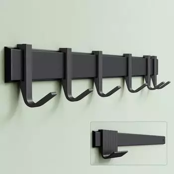 Mai & Mai Garderobenleiste Aluminium mit verschiebbaren Haken, matt schwarz, 60cm (Stalo-12)