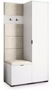 Masseno Lori Garderobenschrank 95x181x51cm, wei&szlig;/beige, 3 F&auml;cher (800001380180)