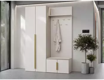 Mirjan24 Kerkin I Garderoben-Set mit Kleiderschrank, Schuhschrank & Kleiderhakenbrett, sandfarben (800001546668)