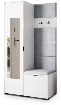 Masseno Vira Garderobenschrank wei&szlig;/hellgrau, 95x181x51cm (800001379997)