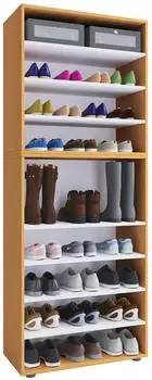 VCM Lona 9 Schuhregal, Holz, 9 F&auml;cher, 70x183x37cm