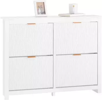 SoBuy Schuhkipper mit 4 Klappen, schmal, wei&szlig; (FSR186-II-W)